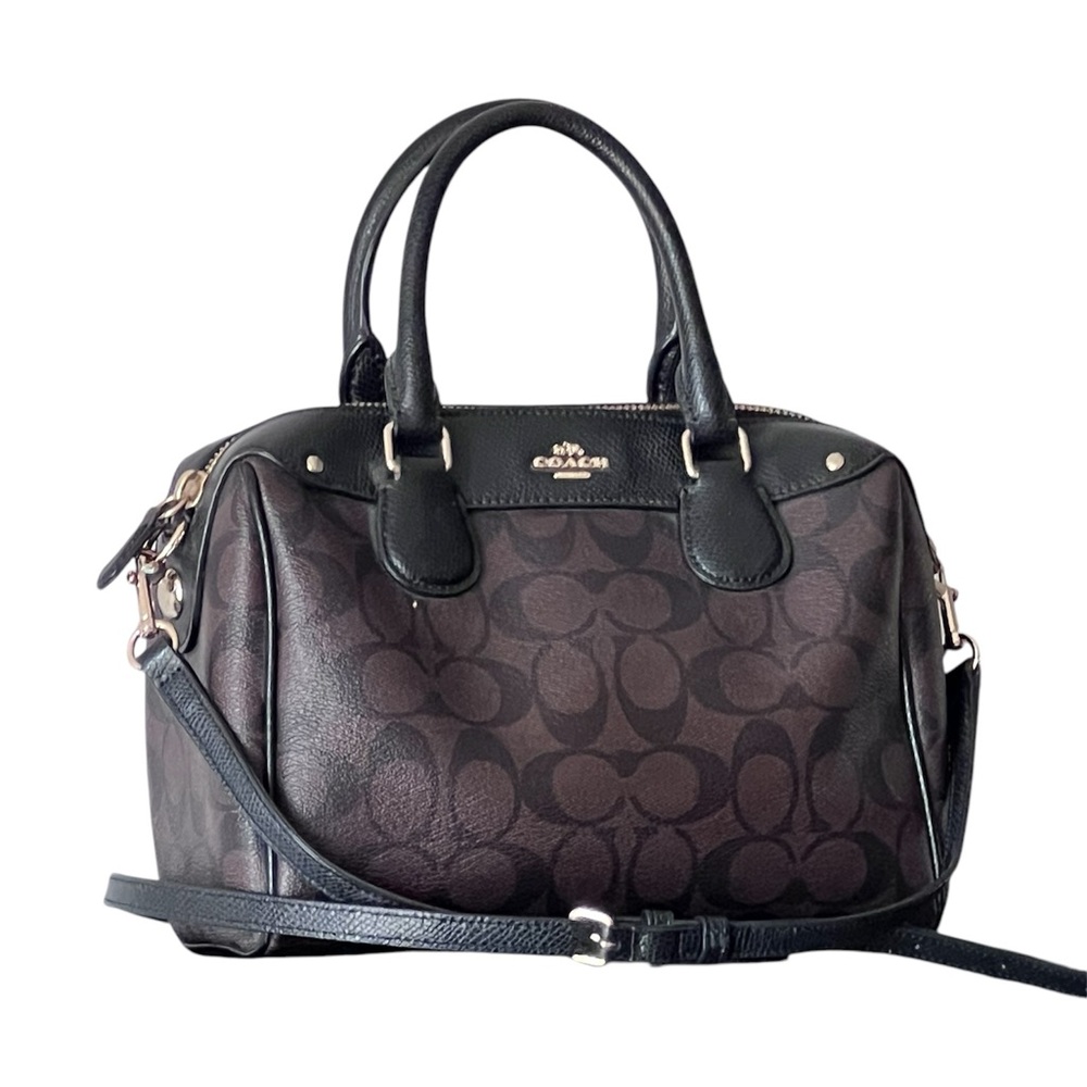 Coach Brown/Black Signature Satchel with Removable Strap